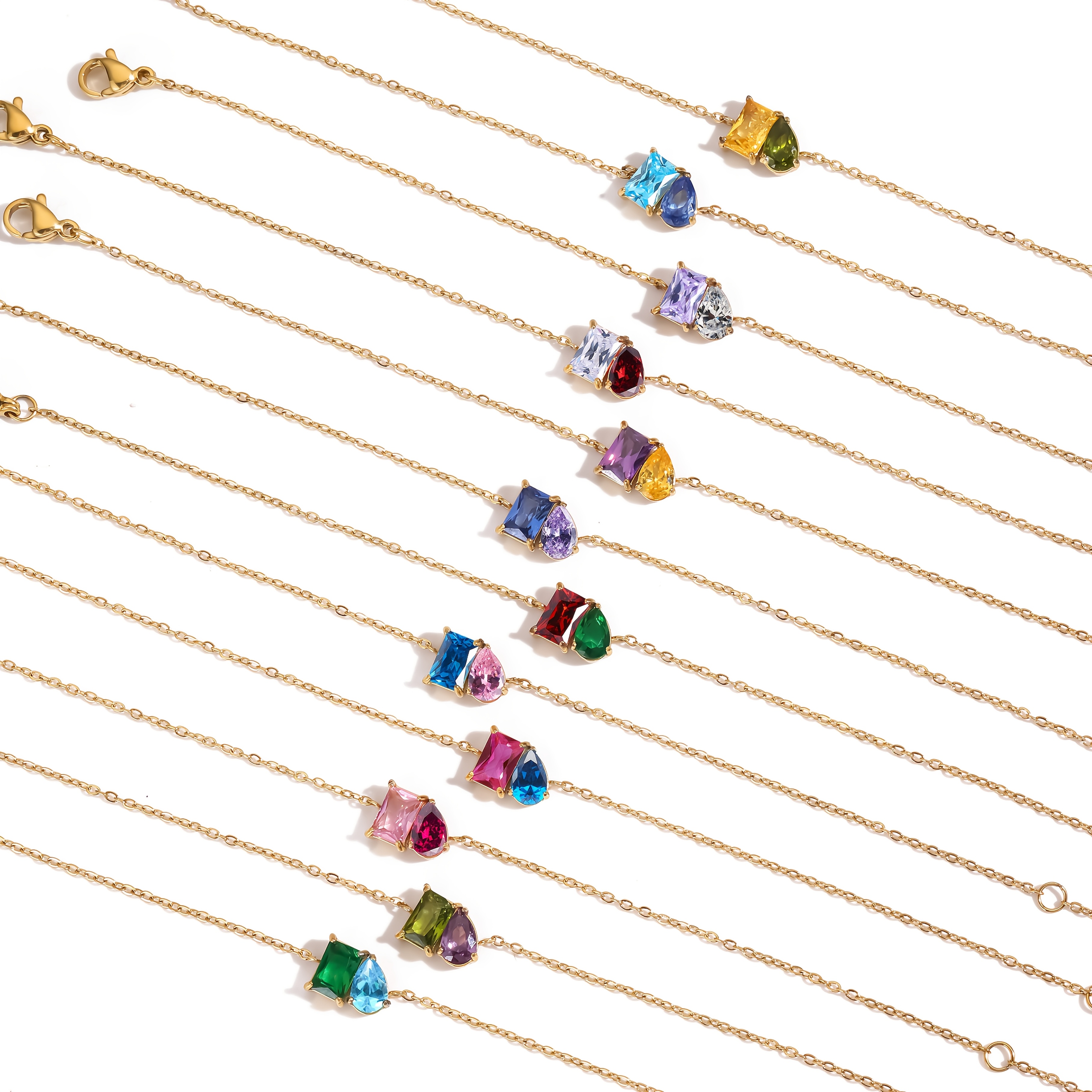 Vintage Two-Tone Gemstone Patchwork Choker Necklace